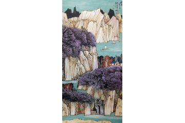 李华志老师新品仿古山水画《福地生喜》