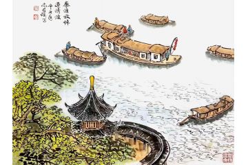 尚君砺老师新品山水画力作《秦淮放棹》