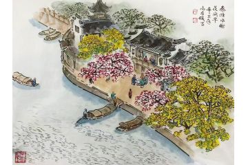 尚君砺老师精品风景画《秦淮水榭》