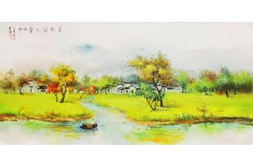 国家一级美术师 冯少帅新品山水画《春玉润江草》