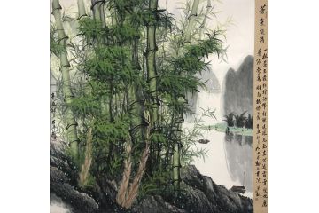 石荣禄最新力作竹子山水画《苍翠欲滴》
