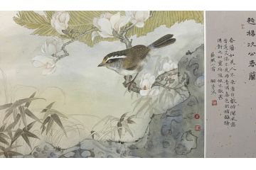 中美协会员罗嗣芹工笔花鸟画《题杨次公春蘭》