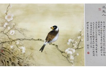 中美协会员罗嗣芹工笔花鸟画《送友人》