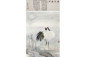 中美协会员罗嗣芹工笔花鸟画《春夜喜雨》