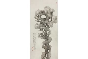 中美协会员罗嗣芹工笔花鸟画《九锁山十咏·石壁》