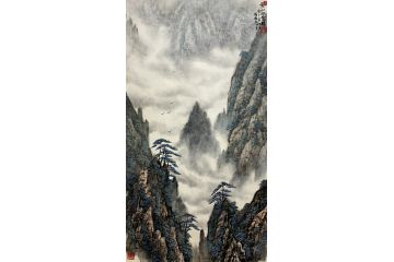 解逢老师新品山水画力作《黄山松云图》
