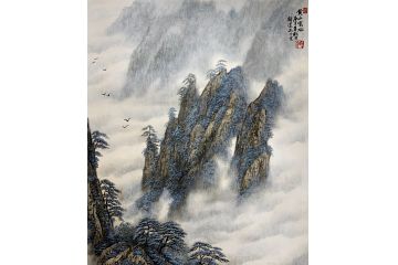 解逢老师精品山水画《黄山松云》