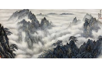 解逢老师新品山水画力作《群峰争秀》
