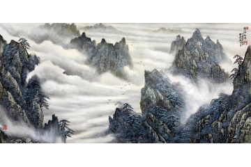 解逢老师精品风景画《云海松涛》