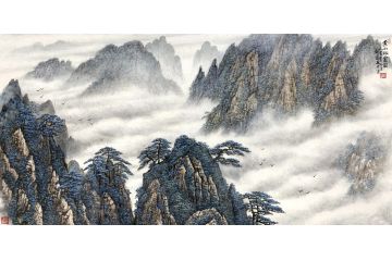 解逢老师新品山水画力作《黄山松云图》