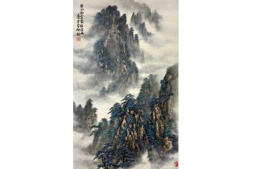 解逢老师新品山水画力作《黄山松云图》