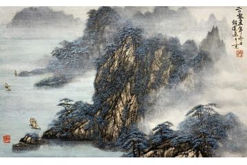 解逢老师新品山水画《黄山松云图》
