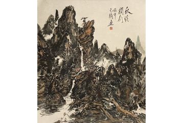 国家画院院长范扬山水画《秋溪独钓》