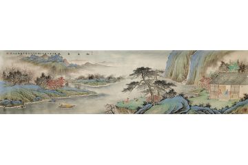 黄开前新品力作国画仿古山水画《松溪高远》