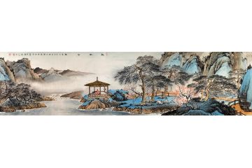 黄开前新品力作国画仿古山水画《松风琴韵》