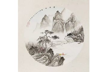 仿古山水画名家黄开前新品《溪湖放棹》