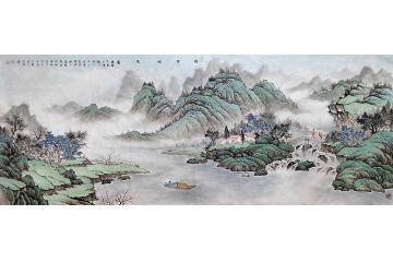 山水画名家黄开前新品《携琴访友》