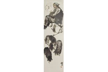 中美协会员史国良人物画《牧猪图》