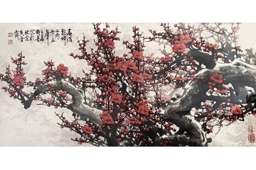 著名国画艺术家王成喜花鸟画《春满乾坤》