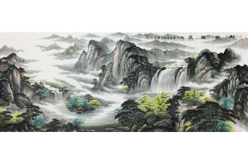 广西美协会员黎才新品山水画《财源滚滚》