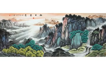 广西美协会员黎才新品山水画《旭日东升》