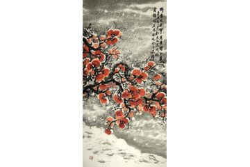国礼特供艺术家石荣写意花鸟画《瑞雪兆丰年》