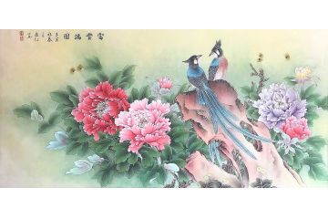 国画牡丹 萧红新品力作工笔花鸟画《富贵满园》