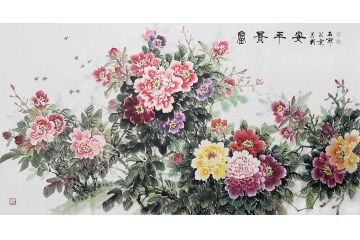 石开写意花鸟画国画牡丹《富贵平安》