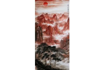 一级美术师易剑赋彩墨山水画作品《万山红遍》