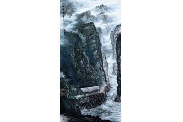 一级美术师易剑赋彩墨山水画作品《三峡英姿》