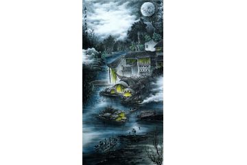 一级美术师易剑赋彩墨山水画作品作《五月》