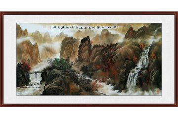 一级美术师易剑赋彩墨山水画作品《大山之歌》