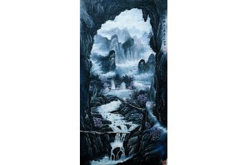 一级美术师易剑赋彩墨山水画作品力作《洞天福地》