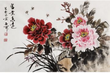 石开写意花鸟画国画牡丹《富贵》