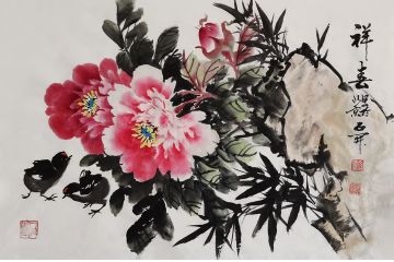 石开写意花鸟画国画牡丹《祥瑞》