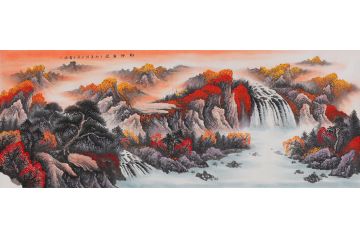 中美协会员王宁获奖作品山水画《财源广进》