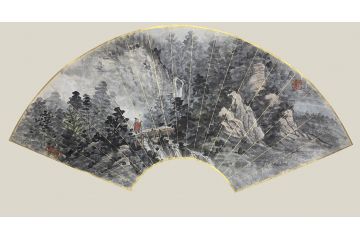 扇面小品装饰画 王建军新品力作山水画《穷款》
