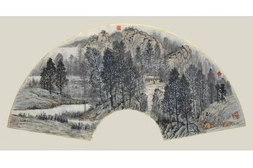 扇面小品装饰画 王建军新品力作山水画《穷款》