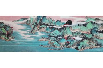 中美协会员庞银时写意山水画《湖上风光好》