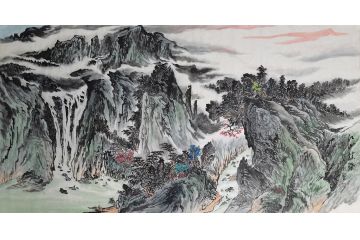 中美协会员庞银时写意山水画《江山胜概》