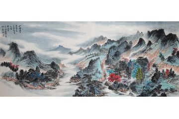 中美协会员庞银时写意山水画《入春连日雨》
