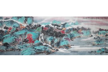 中美协会员庞银时写意山水画《雨余春潮》