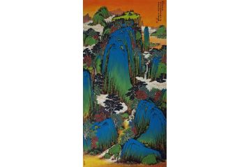 湖南美协会员许吉尔新品力作山水画作品《翠岭流泉图》