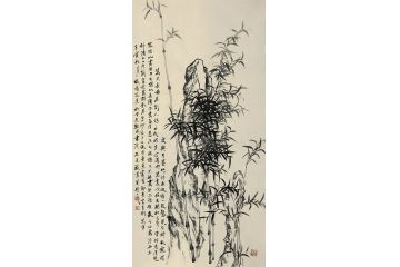 国礼特供艺术家石荣禄写意花鸟画《墨竹图》