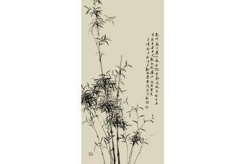 国礼特供艺术家石荣禄写意花鸟画《新竹图》