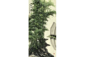 国礼特供艺术家石荣禄写意花鸟画《竹报平安》