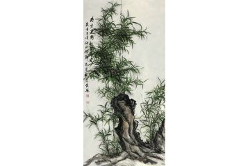 石荣禄新品写意花鸟画竹子图《时来运转》