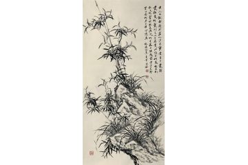 国礼特供艺术家石荣禄写意花鸟画《竹子图》