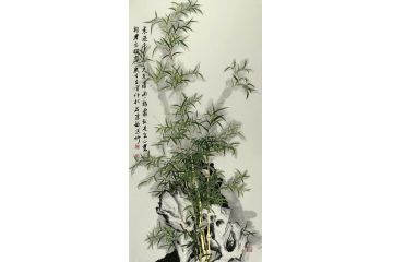 国礼特供艺术家石荣禄写意花鸟画《咏竹》