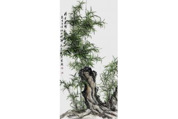 国礼特供书画艺术家石荣禄新品花鸟画《时来运转竹报平安》
